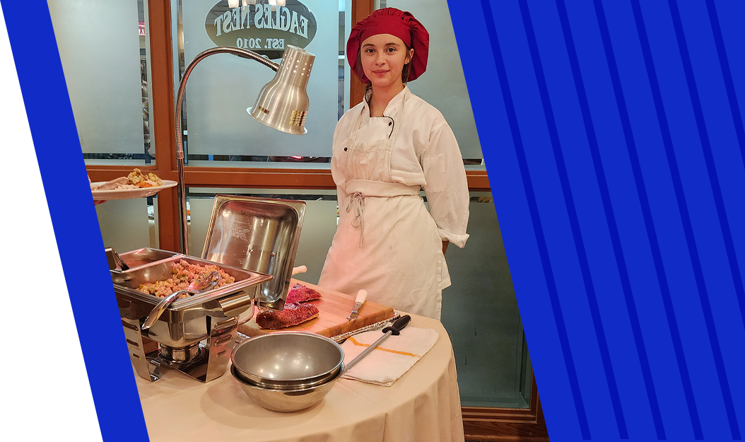 Culinary student preparing a meal