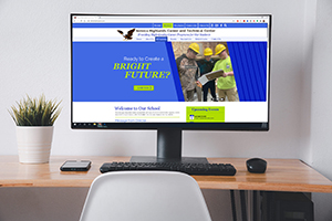 New website displayed on a desktop computer